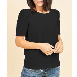 DR2 Women’s Black Wrap-Back Puff Sleeve Blouse size 1X # Z148